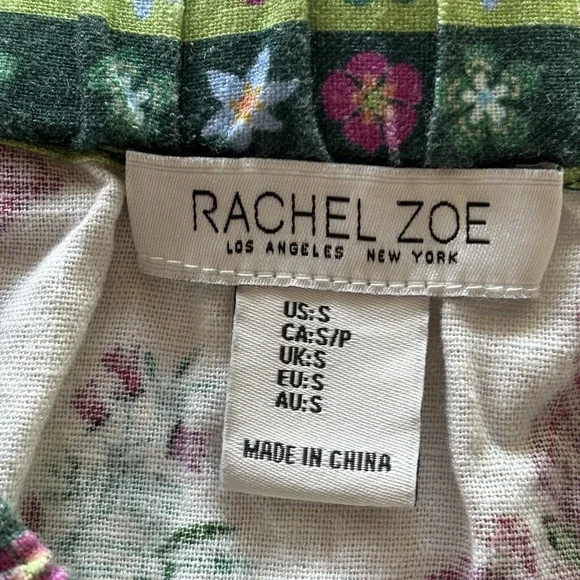 Rachel Zoe Linen Blend Maxi Skirt SM Tropical Parrot Print Resort Boho Hippie - Picture 7 of 13